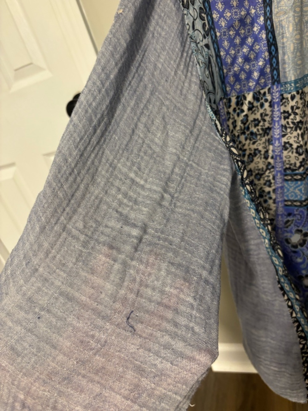 Johnny Was Slate Blue Embroidered Boho Tunic with Floral Detail - Picture 6 of 7